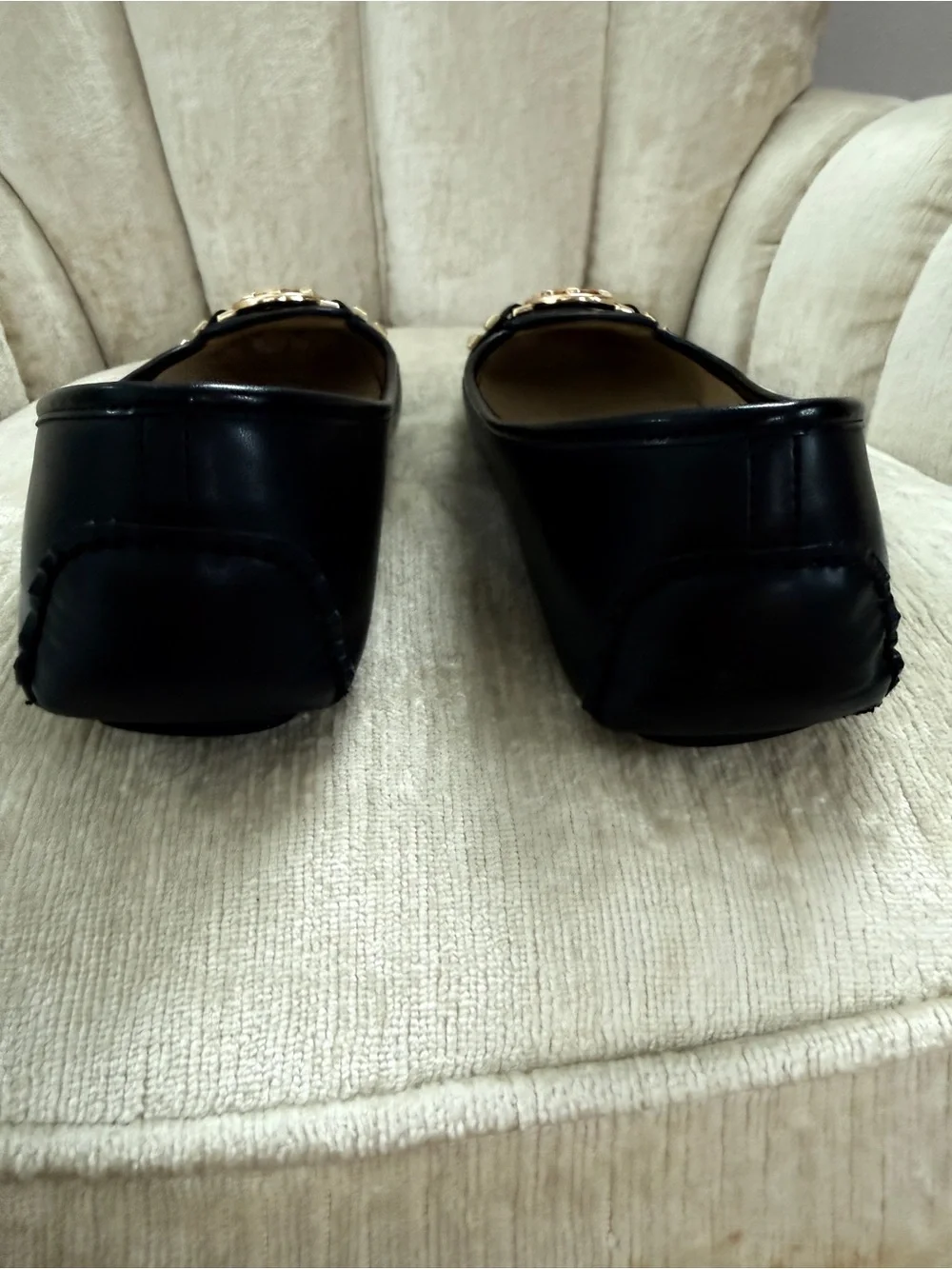 Michael Kors Black Gold Logo Ballet Flats - Picture 3 of 6